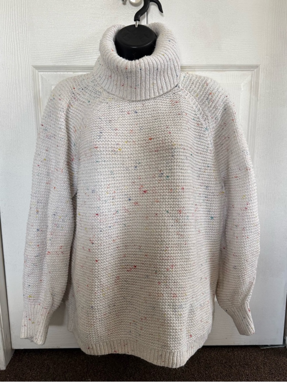 Lou & Grey Cream Speckled Turtleneck Sweater